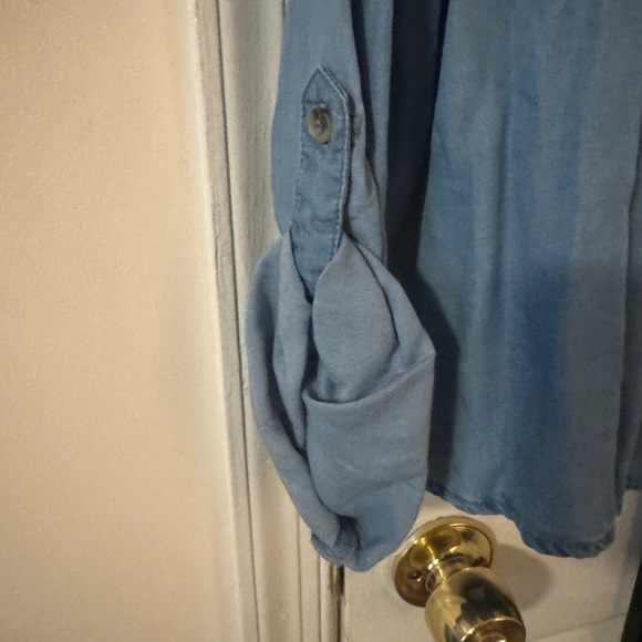 MINE light weight soft denim shirt with button up sleeves Large - Picture 2 of 5